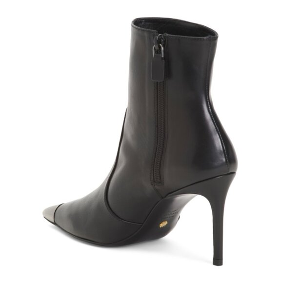 STUART WEITZMAN  Spain Leather Stretch Cap Toe 85 Zip Booties - Picture 2 of 2